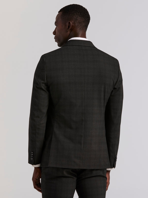 Perry Ellis Skinny Charcoal Plaid Suit Jacket Charcoal