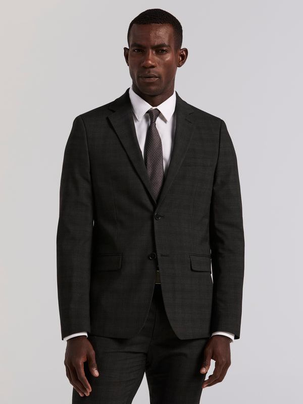 perry ellis Skinny Charcoal Plaid Suit Jacket Charcoal