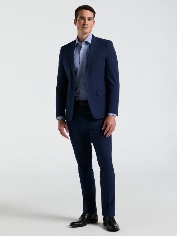 Perry Ellis Skinny Fit Mini Houndstooth Suit Jacket Blue