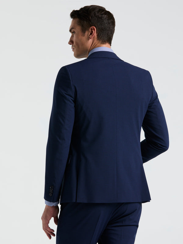 Perry Ellis Skinny Fit Mini Houndstooth Suit Jacket Blue