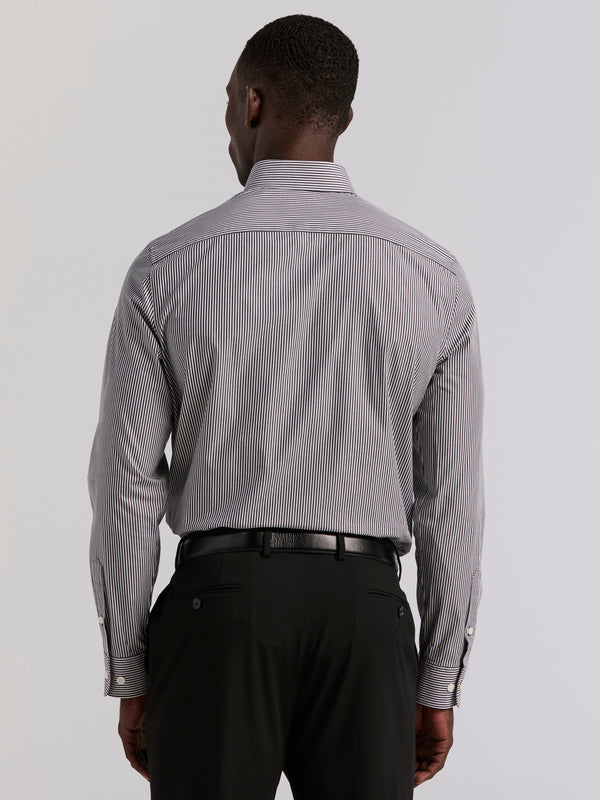 Perry Ellis Slim Fit Bengal Stripe Cotton Dress Shirt Black