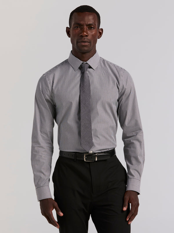 perry ellis Slim Fit Bengal Stripe Cotton Dress Shirt Black