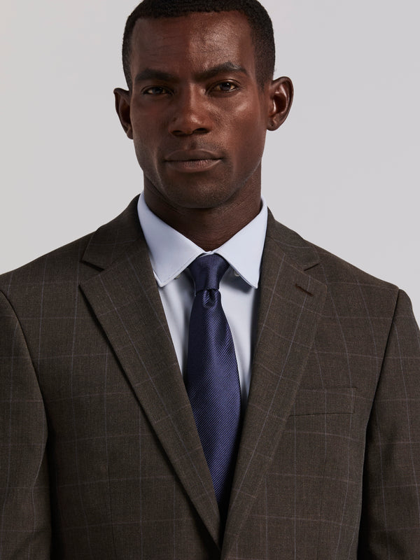 Perry Ellis Slim Fit Brown Windowpane Suit Jacket Brown