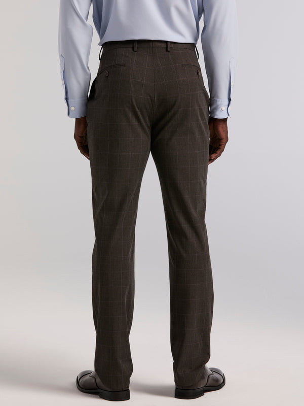 Perry Ellis Slim Fit Brown Windowpane Suit Pant Brown