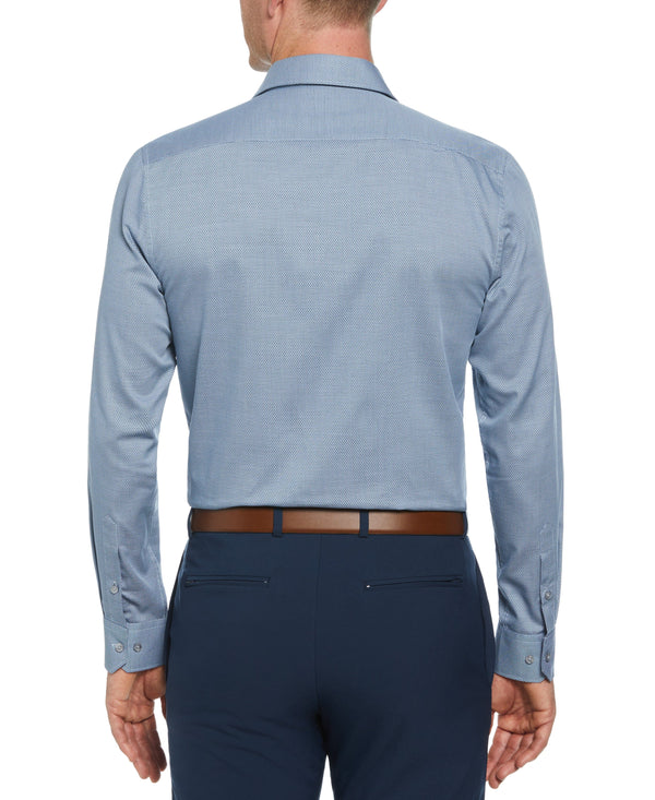 Perry Ellis Slim Fit Button-Down Double Edge Dobby Dress Shirt Navy