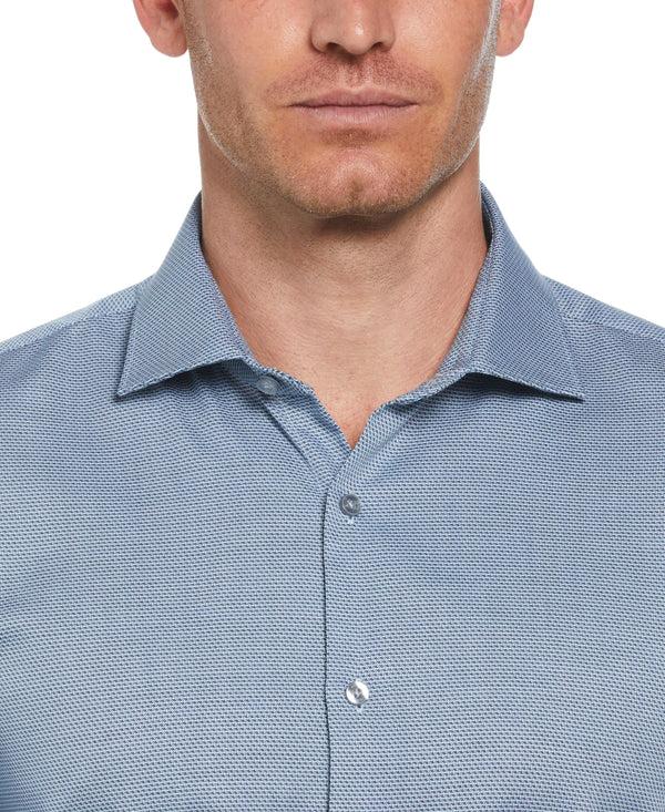 Perry Ellis Slim Fit Button-Down Double Edge Dobby Dress Shirt Navy