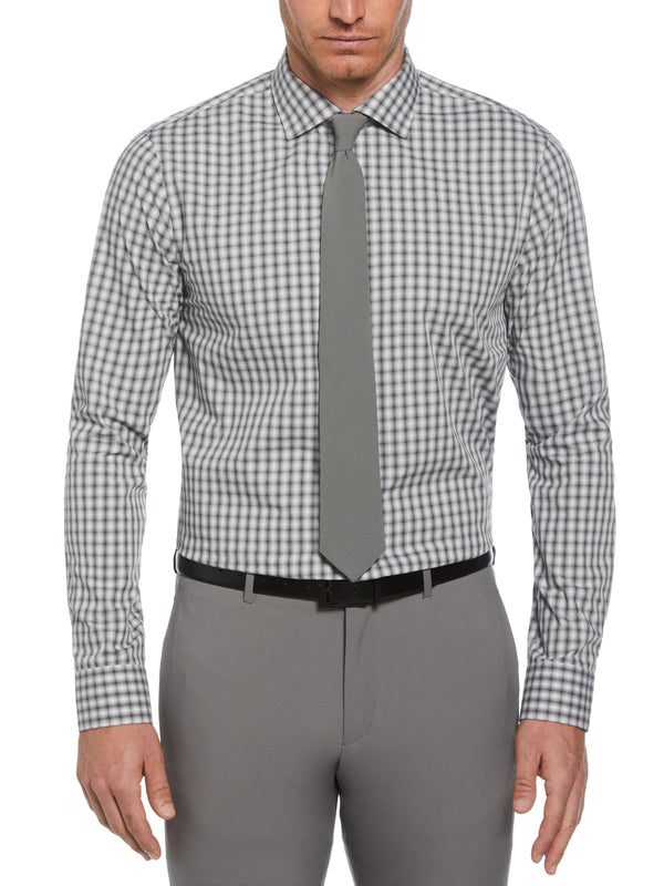 perry ellis Slim Fit Button-Down Haven Ombre Checkered Plaid Dress Shirt Grey