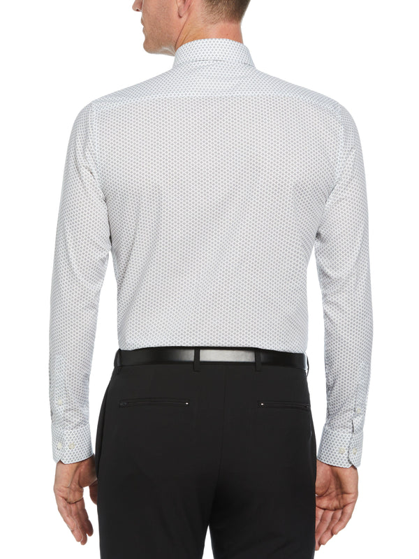 Perry Ellis Slim Fit Button-Down Mini Geo Pattern Dress Shirt Navy