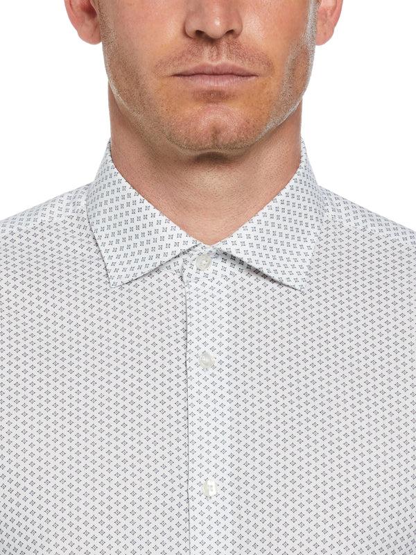 Perry Ellis Slim Fit Button-Down Mini Geo Pattern Dress Shirt Navy