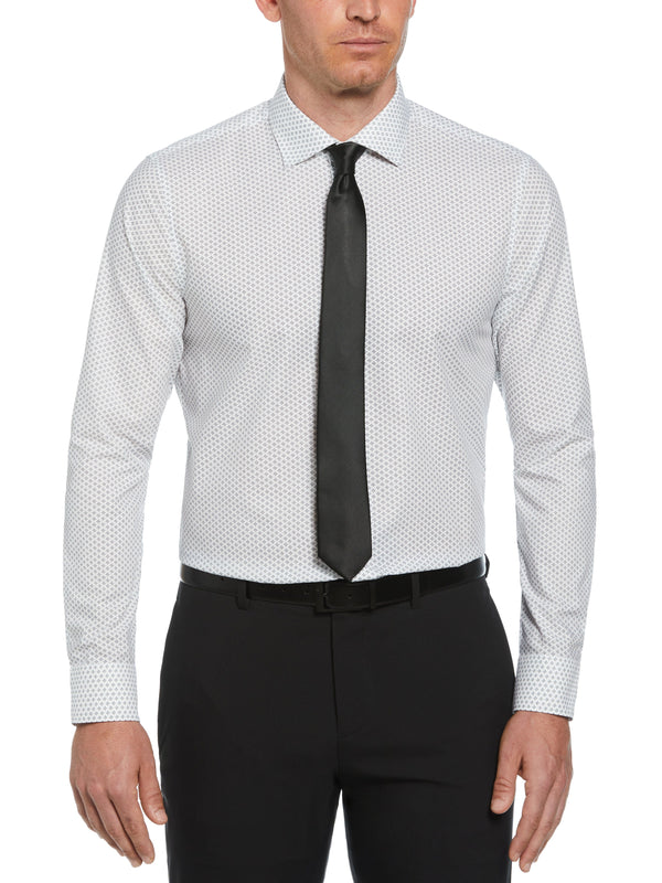 perry ellis Slim Fit Button-Down Mini Geo Pattern Dress Shirt Navy