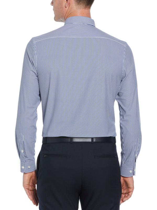 Perry Ellis Slim Fit Button-Down Striped Dress Shirt Navy