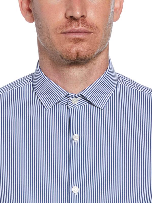 Perry Ellis Slim Fit Button-Down Striped Dress Shirt Navy