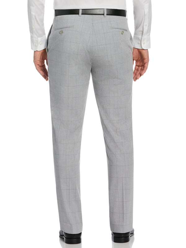 Perry Ellis Slim Fit Checkered Suit Pant Light Grey