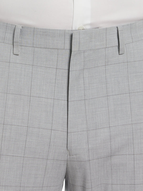 Perry Ellis Slim Fit Checkered Suit Pant Light Grey