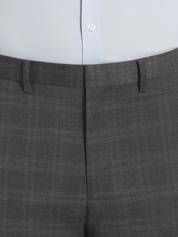 Perry Ellis Slim Fit Deco Plaid Suit Pant Grey/Brown