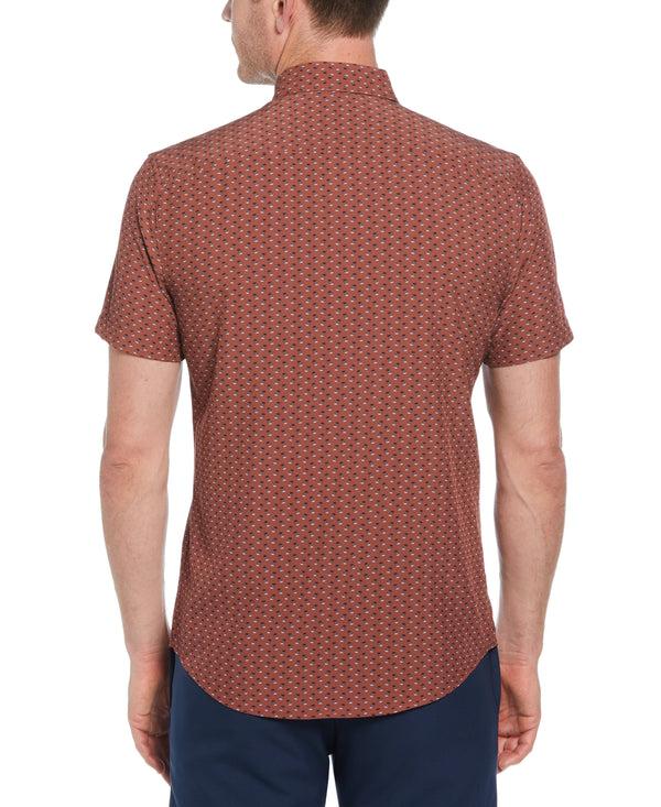 Perry Ellis Slim Fit Diamond Print Shirt Rustic Brown