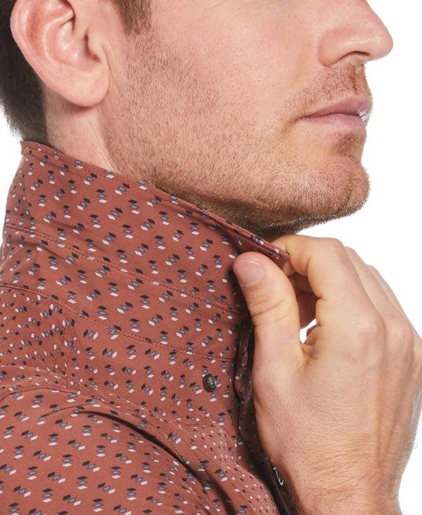 Perry Ellis Slim Fit Diamond Print Shirt Rustic Brown