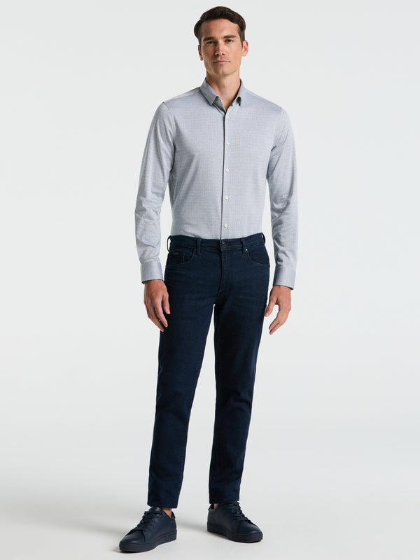 Perry Ellis Slim Fit Dobby Knit Shirt Moonlight Ocean