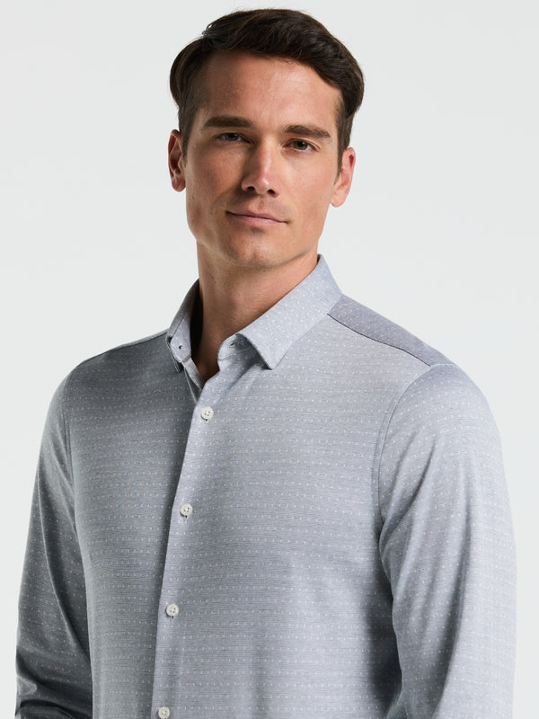 Perry Ellis Slim Fit Dobby Knit Shirt Moonlight Ocean