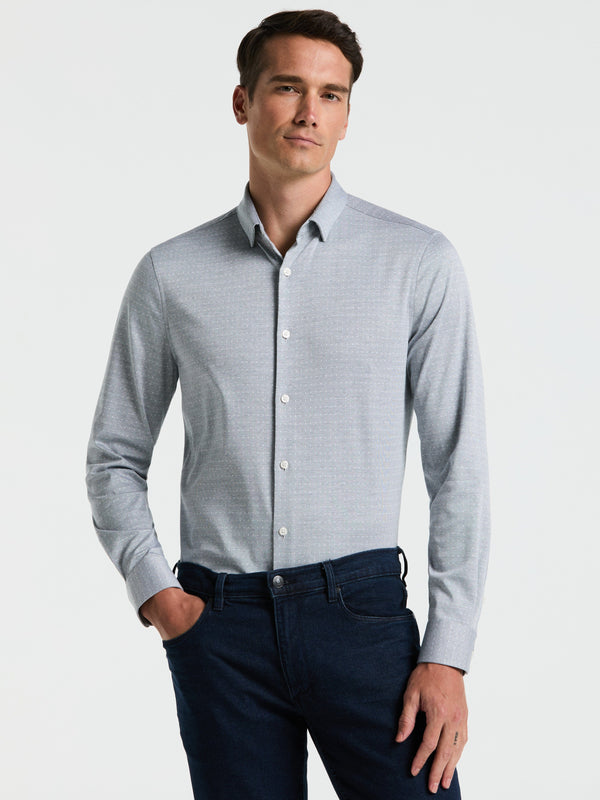 perry ellis Slim Fit Dobby Knit Shirt Moonlight Ocean