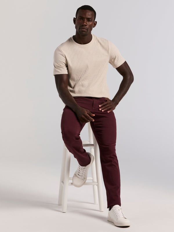 Perry Ellis Slim Fit Dyed Solid Twill Five Pocket Pant Fudge
