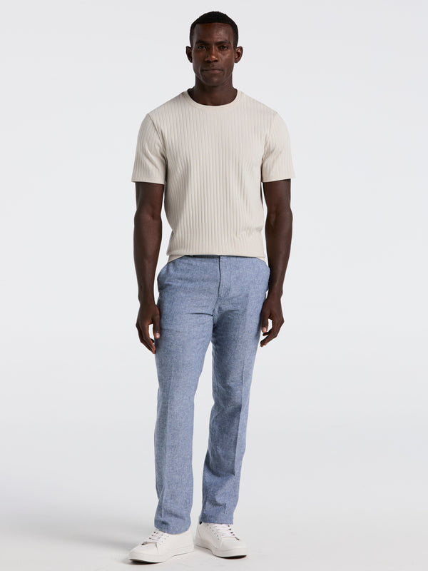 perry ellis Slim Fit Flat Front Linen Blend Chino Pant Bay Blue