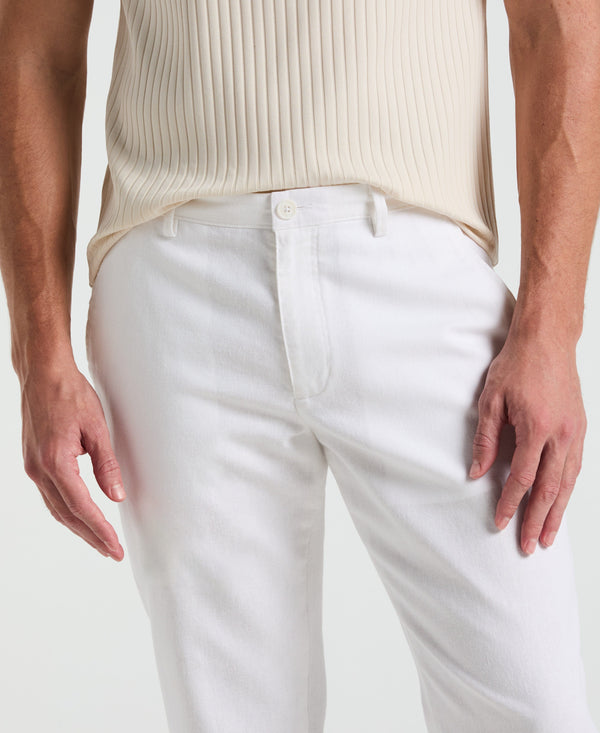 Perry Ellis Slim Fit Flat Front Linen Blend Chino Pant Bright White