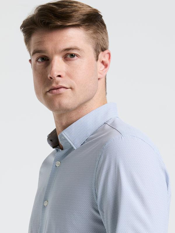 Perry Ellis Slim Fit Float Total Stretch Pattern Shirt Blue Mirage