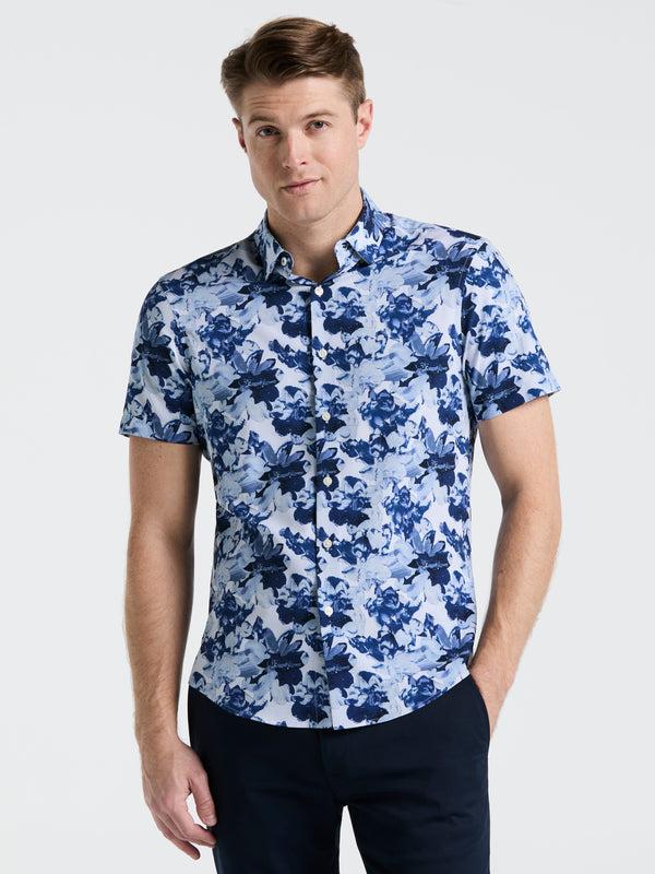 perry ellis Slim Fit Floral Print Shirt Blue Depths