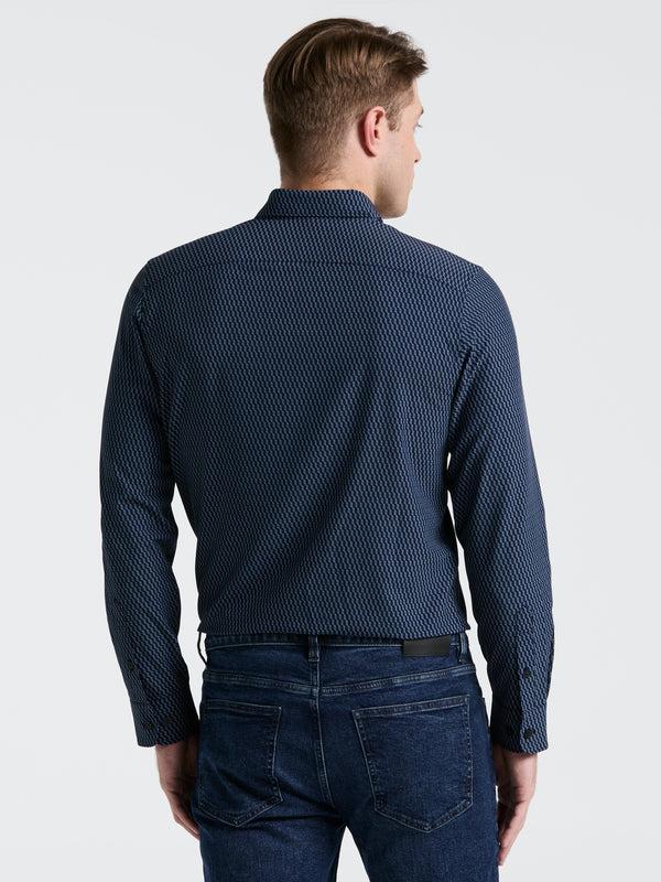 Perry Ellis Slim Fit Geometric Print Shirt Dark Sapphire