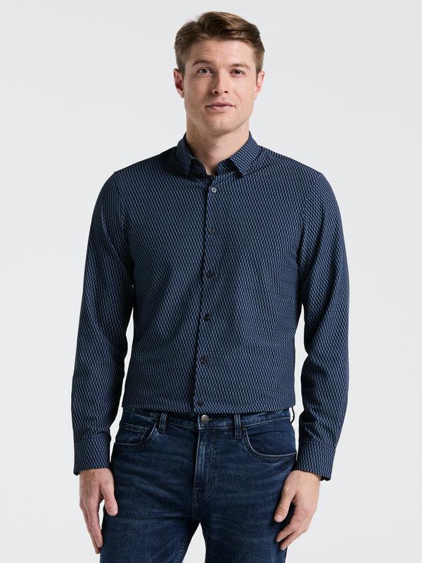 perry ellis Slim Fit Geometric Print Shirt Dark Sapphire