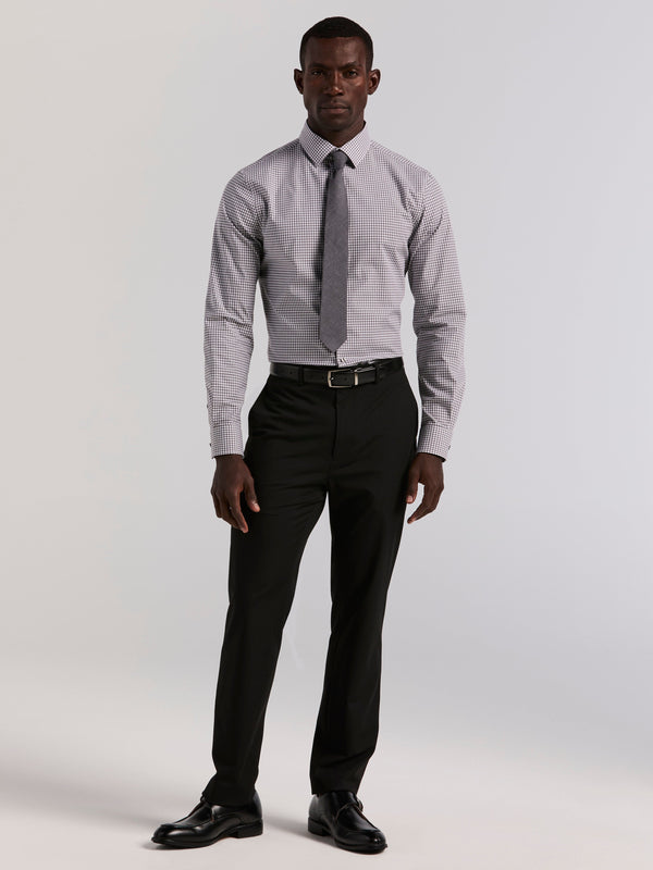 Perry Ellis Slim Fit Gingham Cotton Dress Shirt Brushed Nickel