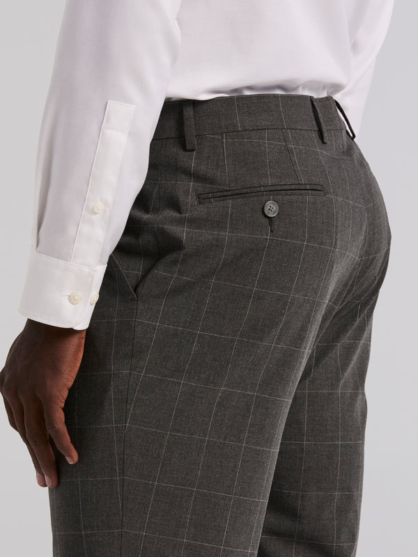 Perry Ellis Slim Fit Grey Windowpane Suit Pant Grey