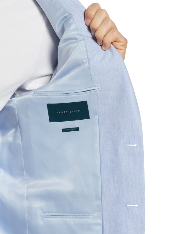 Perry Ellis Slim Fit Linen Blend Suit Jacket Light Blue