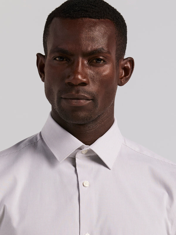 Perry Ellis Slim Fit Mini Stripe Dress Shirt Aluminum