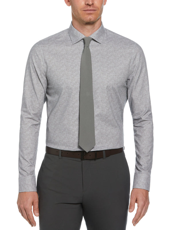 perry ellis Slim Fit Pindot Button-Down on Floral Pattern Dress Shirt Light Grey