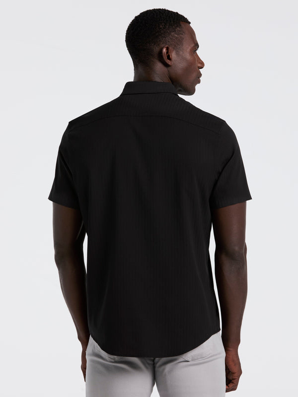 Perry Ellis Slim Fit Ribbed Short Sleeve Shirt Black