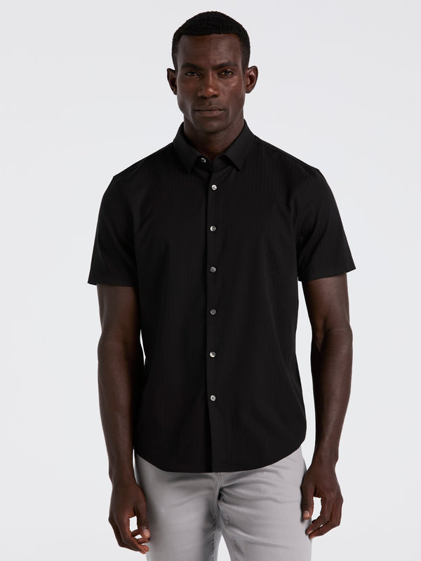 perry ellis Slim Fit Ribbed Short Sleeve Shirt Black