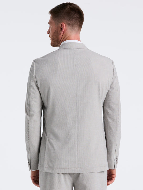 Perry Ellis Slim Fit Seersucker Stripe Suit Jacket Grey/White