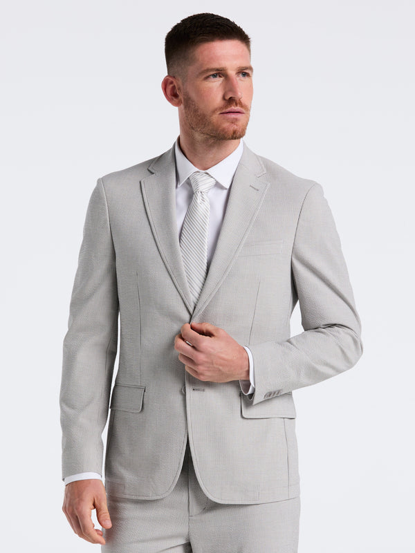perry ellis Slim Fit Seersucker Stripe Suit Jacket Grey/White