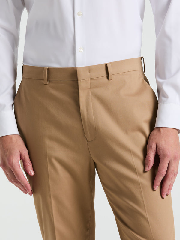Perry Ellis Slim Fit Solid Cotton Blend Suit Pant Tan
