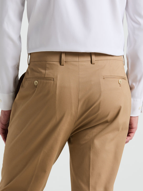 Perry Ellis Slim Fit Solid Cotton Blend Suit Pant Tan