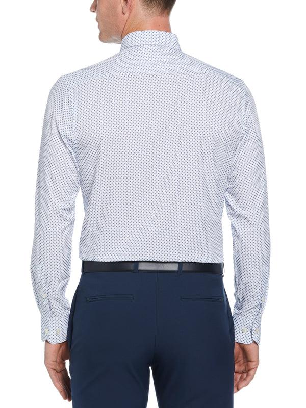 Perry Ellis Slim Fit Stretch Button-Down Circle Print Dress Shirt Navy