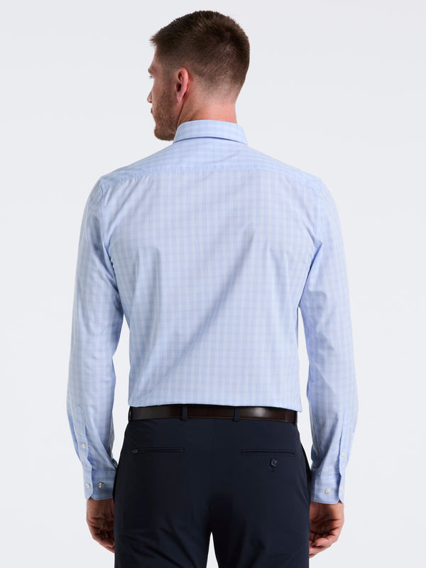 Perry Ellis Slim Fit Stretch Plaid Dress Shirt Blue