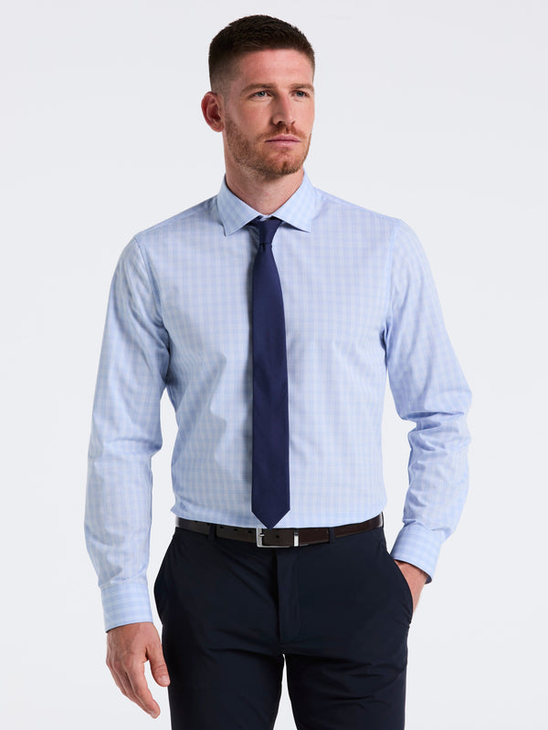 perry ellis Slim Fit Stretch Plaid Dress Shirt Blue
