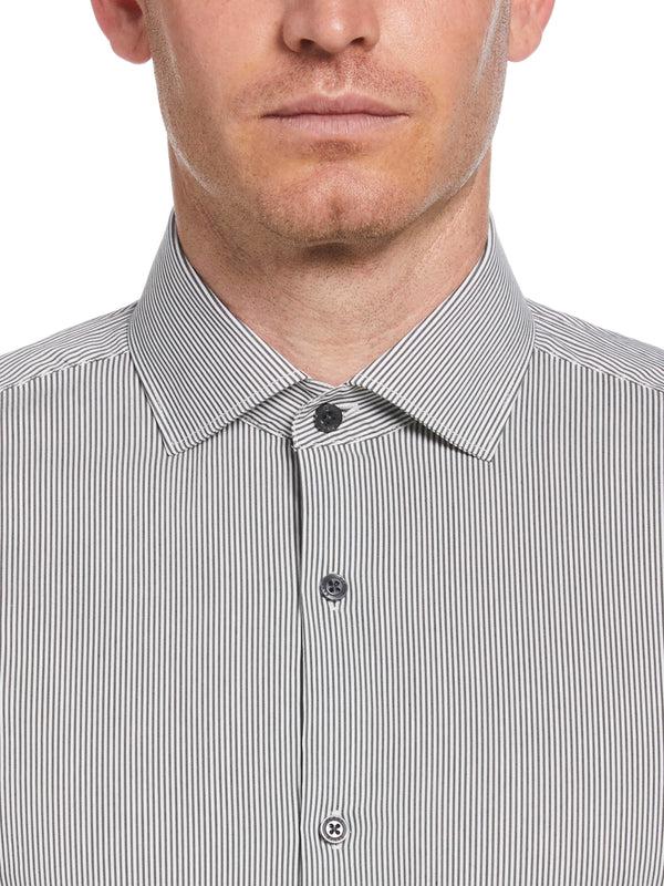 Perry Ellis Slim Fit Striped Print Dress Shirt Black