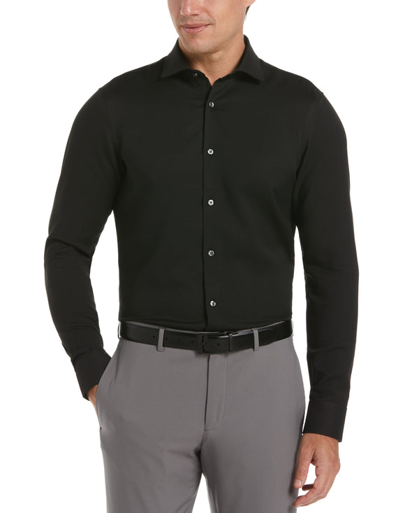 perry ellis Slim Fit Tech Textured Dobby Dress Shirt Black