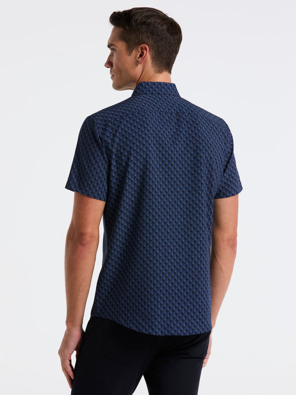 Perry Ellis Slim Fit Total Stretch Diamond Geo Print Shirt Dark Sapphire