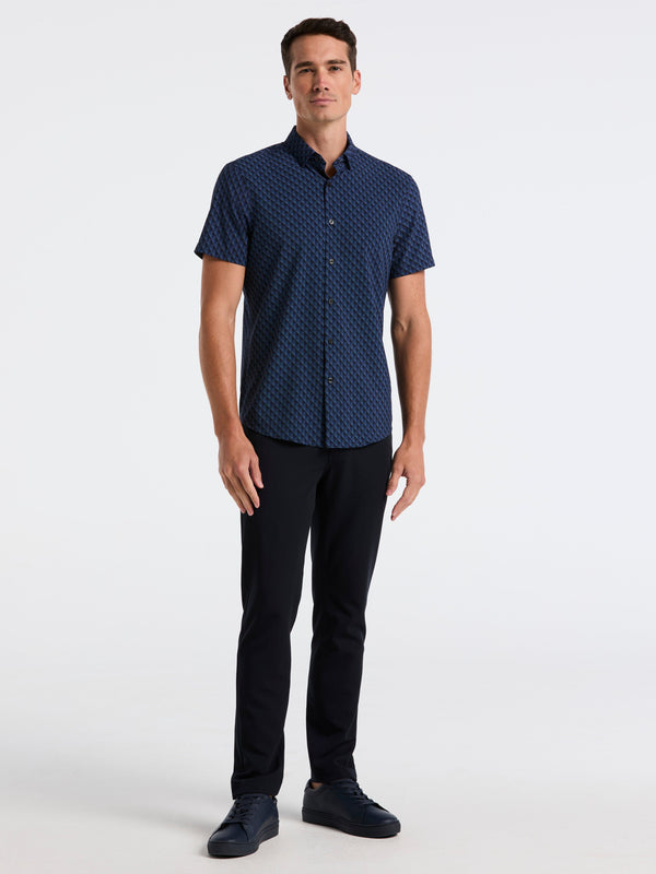Perry Ellis Slim Fit Total Stretch Diamond Geo Print Shirt Dark Sapphire