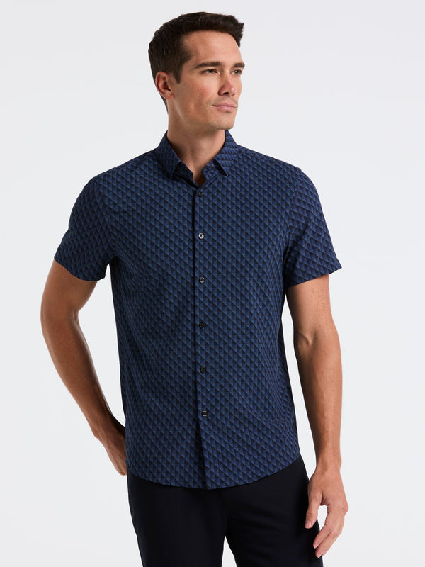 perry ellis Slim Fit Total Stretch Diamond Geo Print Shirt Dark Sapphire